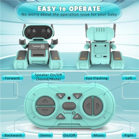 Remote Control Robot Toy for Kids, Rechargeable RC Robot w/ Auto-Demonstration - Picture 6 of 6